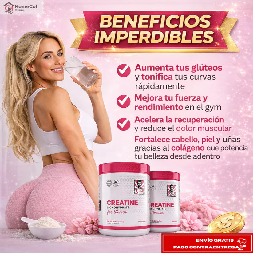 Creatine monohydrate Old School | Creatina monohidratada pura para mujeres